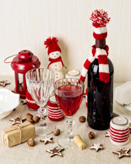 Christmas table setting. Christmas decorations. New Year Celebra
