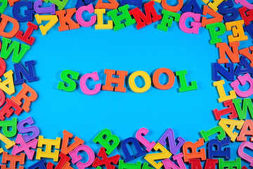 School written by plastic colorful letters