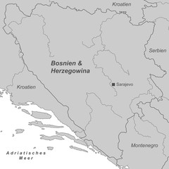 Bosnien und Herzegowina in Grau (beschriftet)