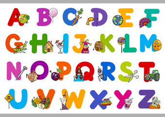 Fototapeta na wymiar educational cartoon alphabet for kids