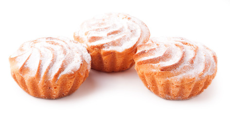 tasty muffin cakes, isolated on white