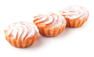 tasty muffin cakes, isolated on white
