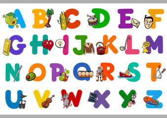 Fototapeta na wymiar educational cartoon alphabet for kids