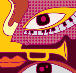 Abstract Music Art, Trumpet Eye Poster (Vector Art)