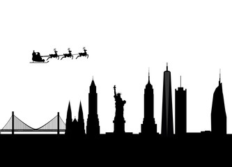 Fototapeta premium santa flying new york city