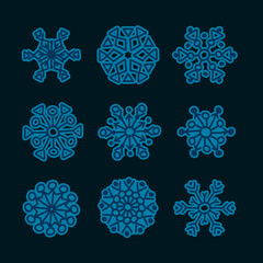 Winter snowflakes vector set. Christmas design for web and print.