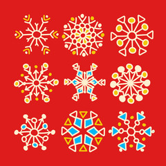 Fototapeta premium Winter snowflakes vector set. Christmas design for web and print.