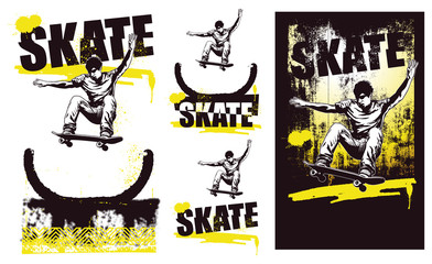 Fototapety  skater skaczący z różnych środowisk