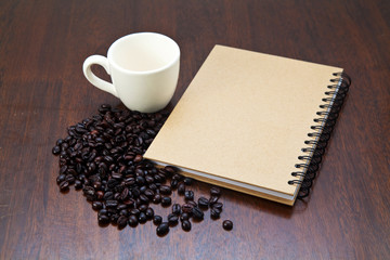 Coffee and cup with book