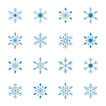 set of simple vector snowflakes for christmas background