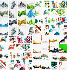 Huge mega collection of abstract geometric paper graphic layouts. Universal backgrounds, presentation templates or web covers