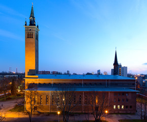 Evening view of Mary The Queen Of Peace Church. Klaipeda, Lithuania