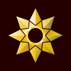 Bright golden star in poligonal style
