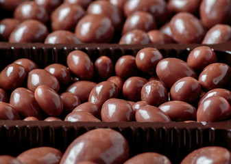 Chocolate dragee close up