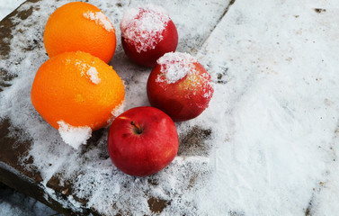 Apples in the snow