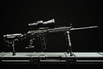 sniper rifle on the case - obrazy, fototapety, plakaty