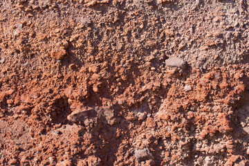 Santorini - Red pumice layers under Oia.