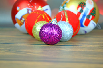 Christmas balls on abstract background