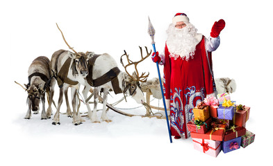 Santa Claus and his reindeer