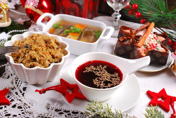 Fototapeta some dishes for traditional polish christmas eve supper obraz