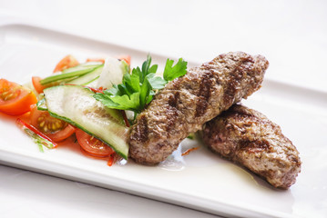 kebab with salad