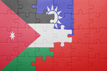 puzzle with the national flag of taiwan and jordan