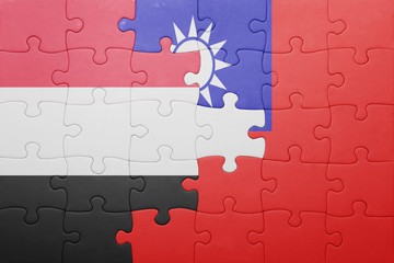 puzzle with the national flag of taiwan and yemen