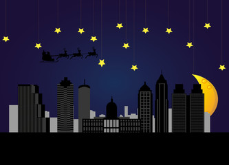 Fototapeta premium santa flying city by the city of atlanta