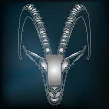 Silver goat portrait, zodiac Capricorn sign