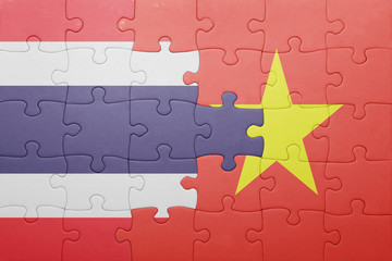 puzzle with the national flag of vietnam and thailand