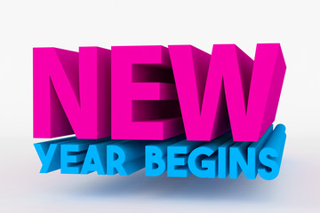 Big 3D bold text - new year begins