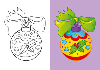 Coloring Book Of Christmas Yellow Ball