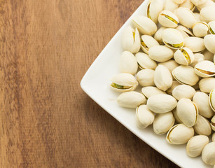 Pistachio nuts in close up