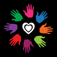 colorful hands with heart