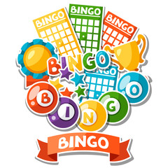 Bingo or lottery game background with balls and cards