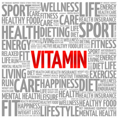 VITAMIN word cloud background, health concept
