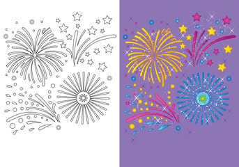 Coloring Book Of Christmas Fireworks