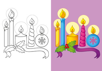 Coloring Book Of Different Christmas Candles