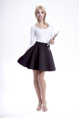 Portrait of happy smiling woman dressed