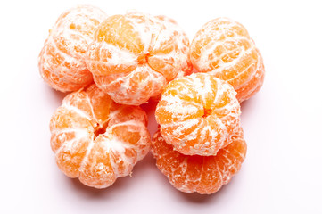 isolated shelled six mandarins