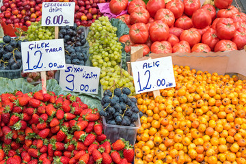 Fruits and vegetables at a market in Istanbul