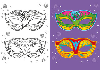 Coloring Book Of Christmas Carnival Masks