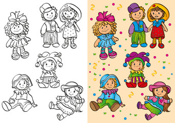 Coloring Book Of Different Cute Dolls