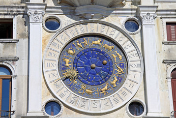 VENICE, ITALY - SEPTEMBER 02, 2012: Clock on St Mark's Clocktower in Venice, Italy