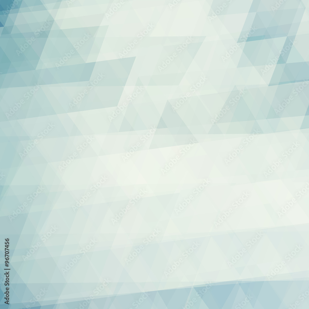 Poster abstract pale blue background textured by triangles. vector