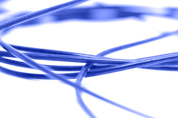 blue cable on a white background