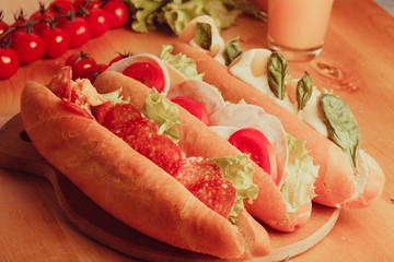 Various types of sandwiches