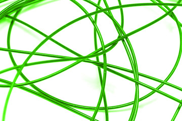 green cable on a white background