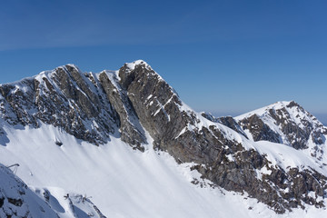 Fototapeta na wymiar Mountain peak, winter landscape.