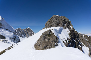 Mountain peak, winter landscape.